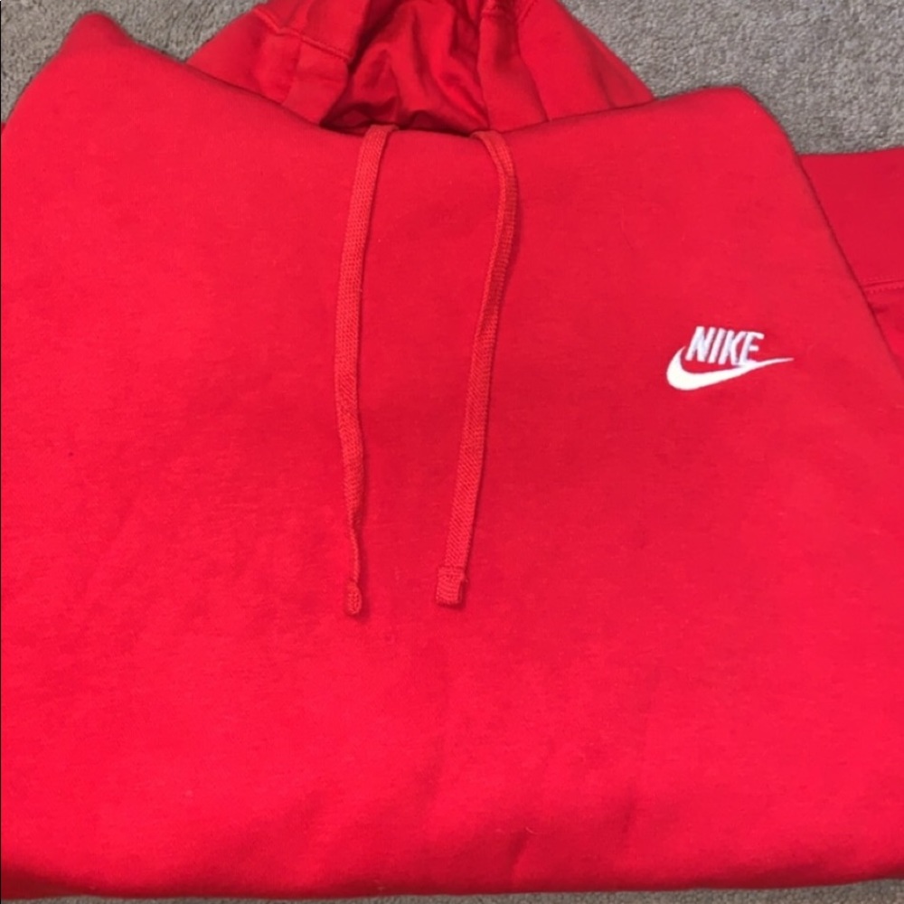 Red Nike fleece hoodie